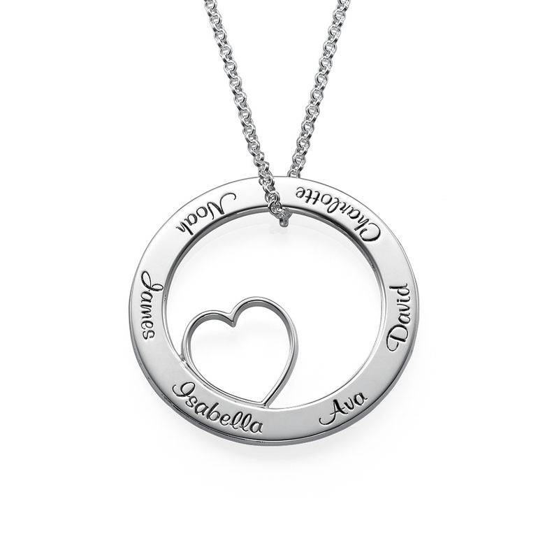 Family Love Circle Pendant Necklace - Sterling Silver-1 product photo
