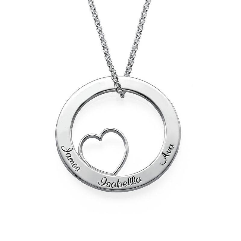 Family Love Circle Pendant Necklace - Sterling Silver-2 product photo