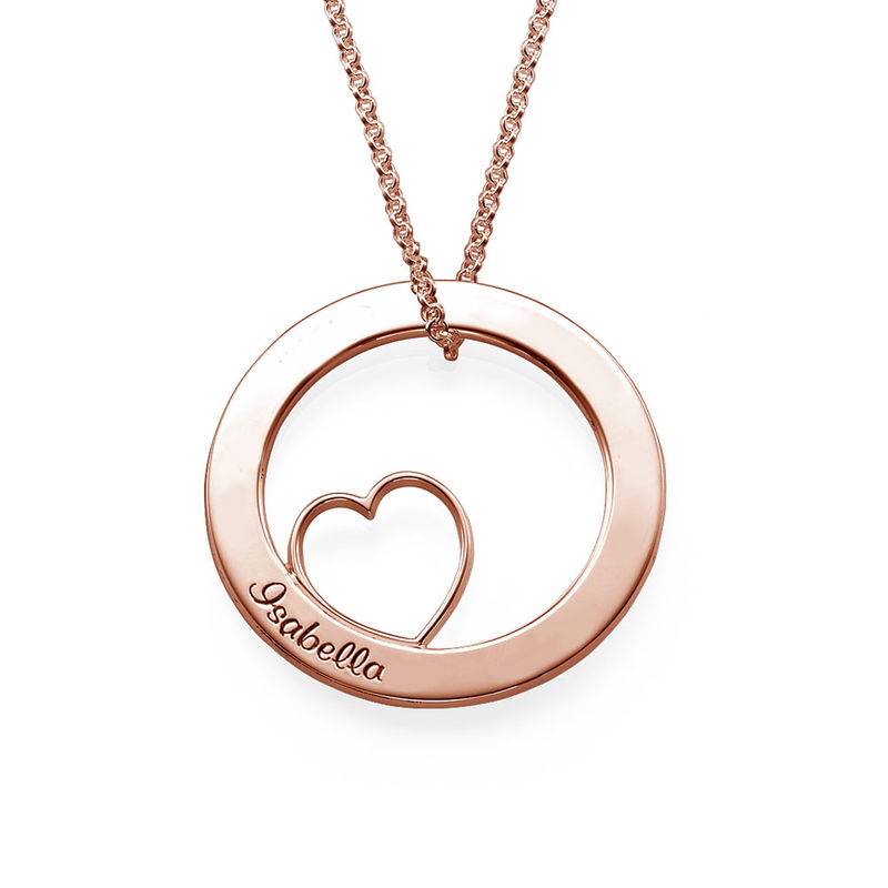 Family Love Circle Pendant Necklace - 18k Rose Gold Plating-3 product photo