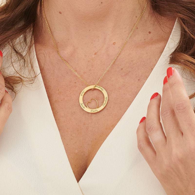 Family Love Circle Pendant Necklace - 18k Gold Plating-5 product photo