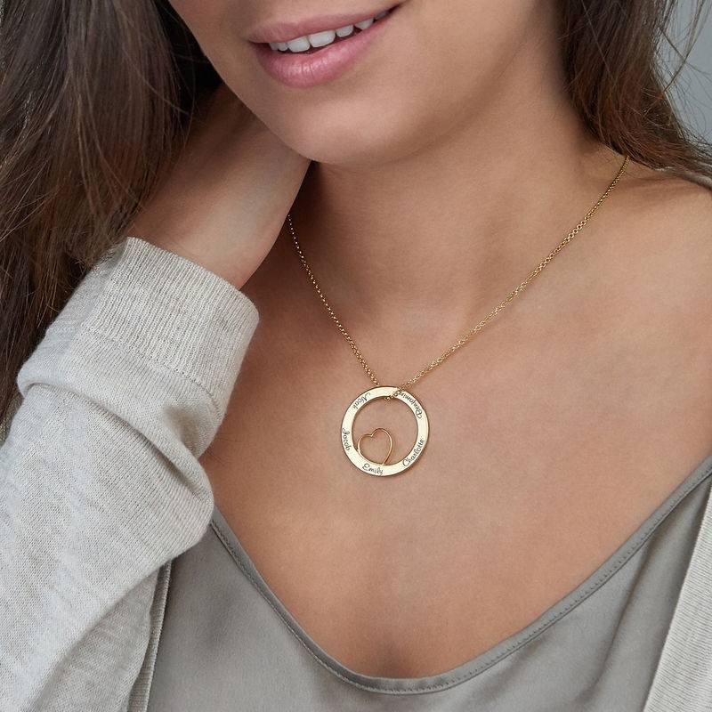 Family Love Circle Pendant Necklace - 18k Gold Plating-7 product photo