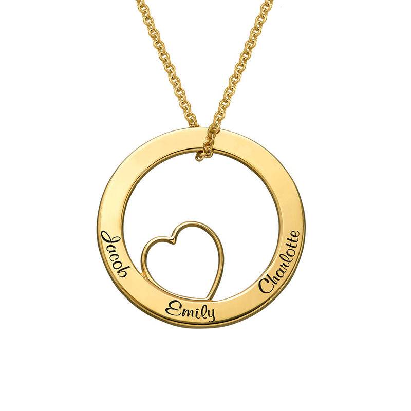 Family Love Circle Pendant Necklace - 18k Gold Plating-2 product photo