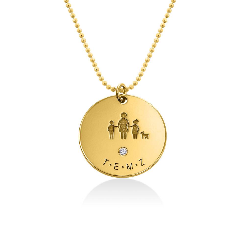 Family Necklace for Mom in 18k Gold Plated with Diamond-3 product photo