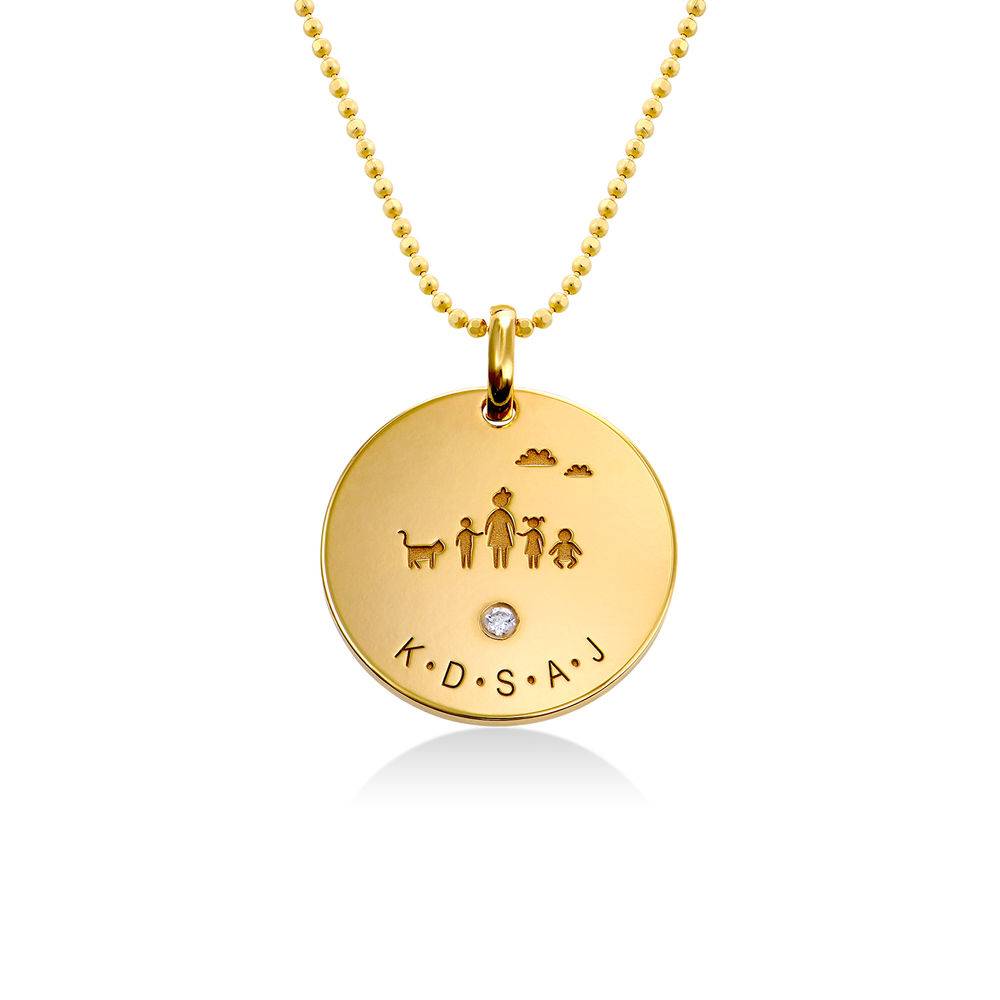 Family Necklace for Mom in 18k Gold Vermeil with Diamond-1 product photo