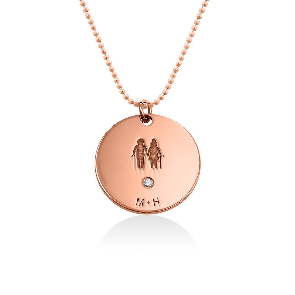 Family Necklace for Mom in 18k Rose Gold Plated with Diamond-1 product photo