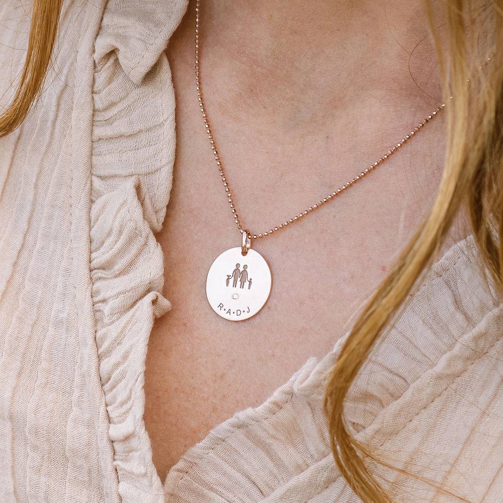Family Necklace for Mom in 18k Rose Gold Plated with Diamond-3 product photo