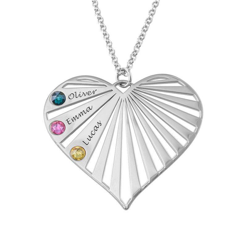 Family Necklace with birthstones in Silver Sterling-5 product photo