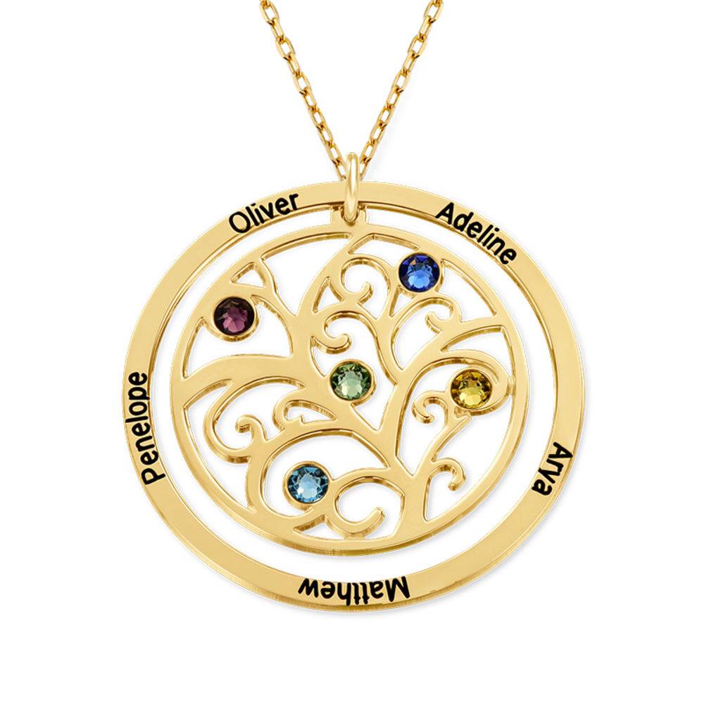 Family Tree Birthstone Necklace - 10K Yellow Gold-2 product photo