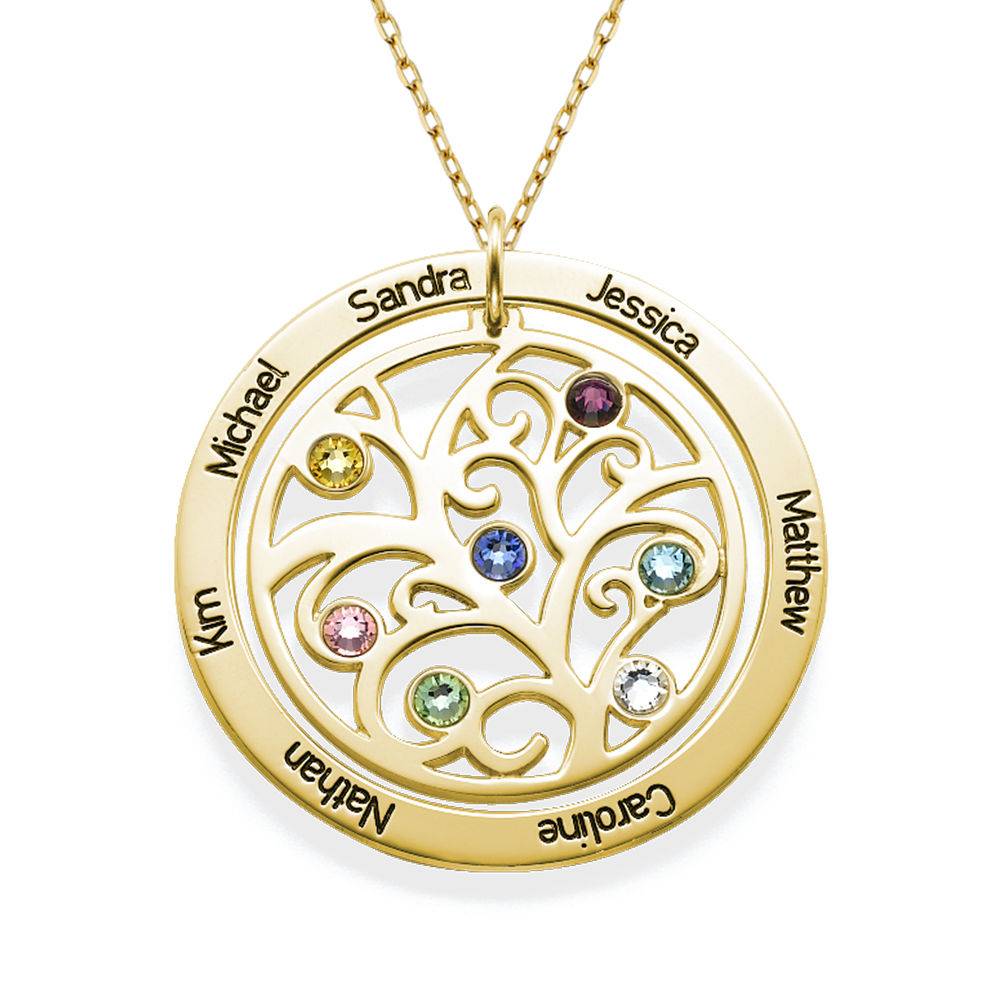 Family Tree Birthstone Necklace - 10K Yellow Gold-2 product photo