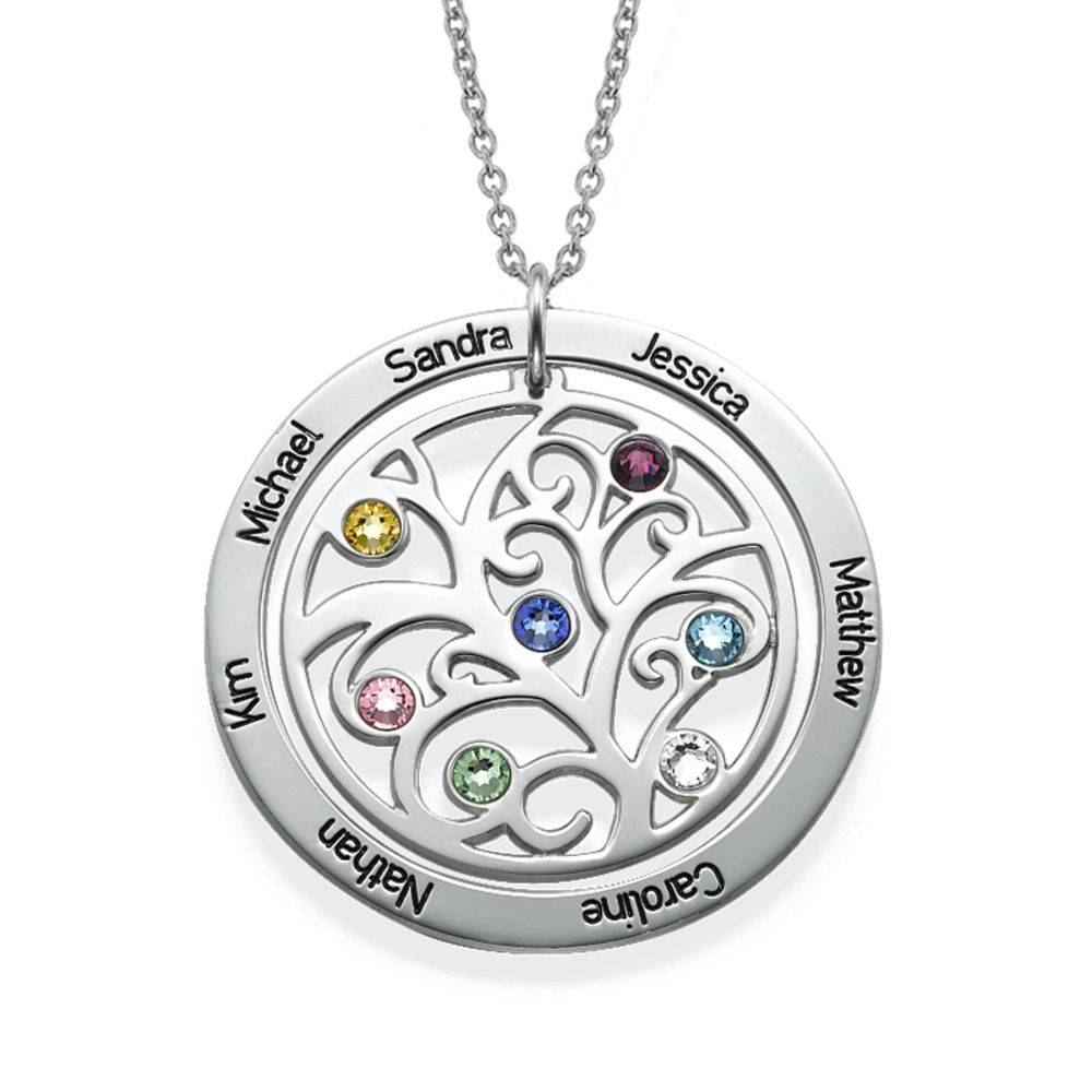 Family Tree Birthstone Necklace in Sterling Silver-4 product photo