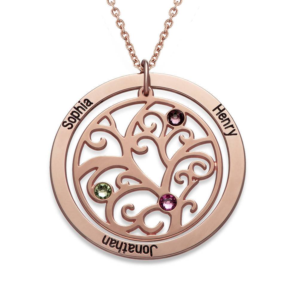 Family Tree Birthstone Necklace with Rose Gold Plating-2 product photo