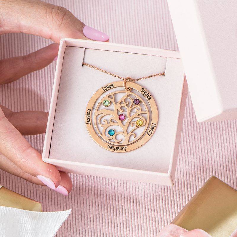 Family Tree Birthstone Necklace with Rose Gold Plating-6 product photo
