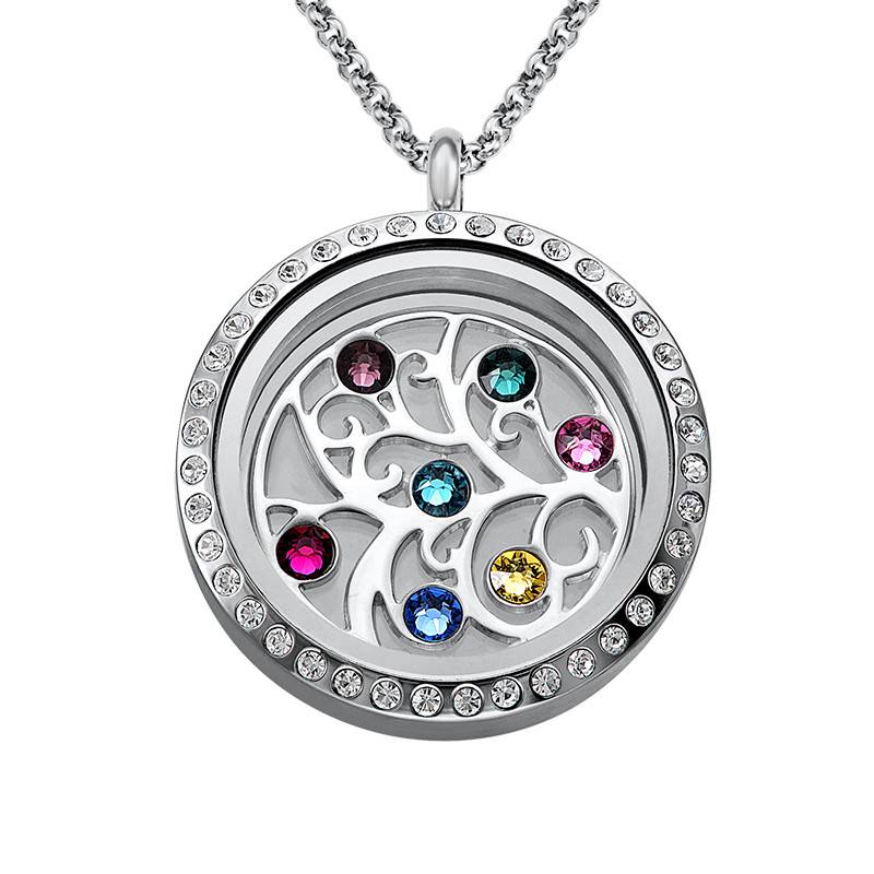 Family Tree Floating Locket with Birthstones-1 product photo