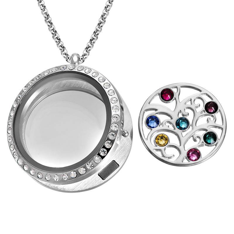 Family Tree Floating Locket with Birthstones product photo