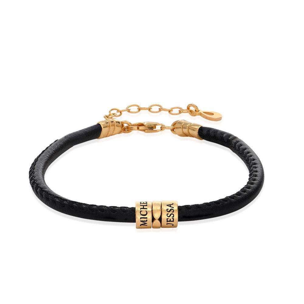 The Vegan-Leather Bracelet with 18K Gold Plated Beads product photo