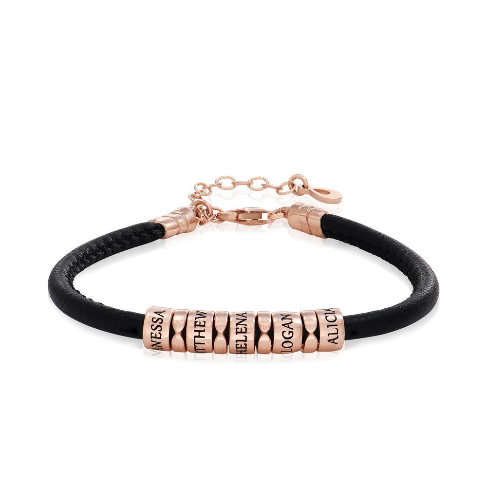 The Vegan-Leather Bracelet  with 18K Rose Gold Plated Beads-1 product photo
