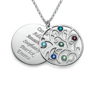 Filigree Family Tree Birthstone Necklace-2 product photo