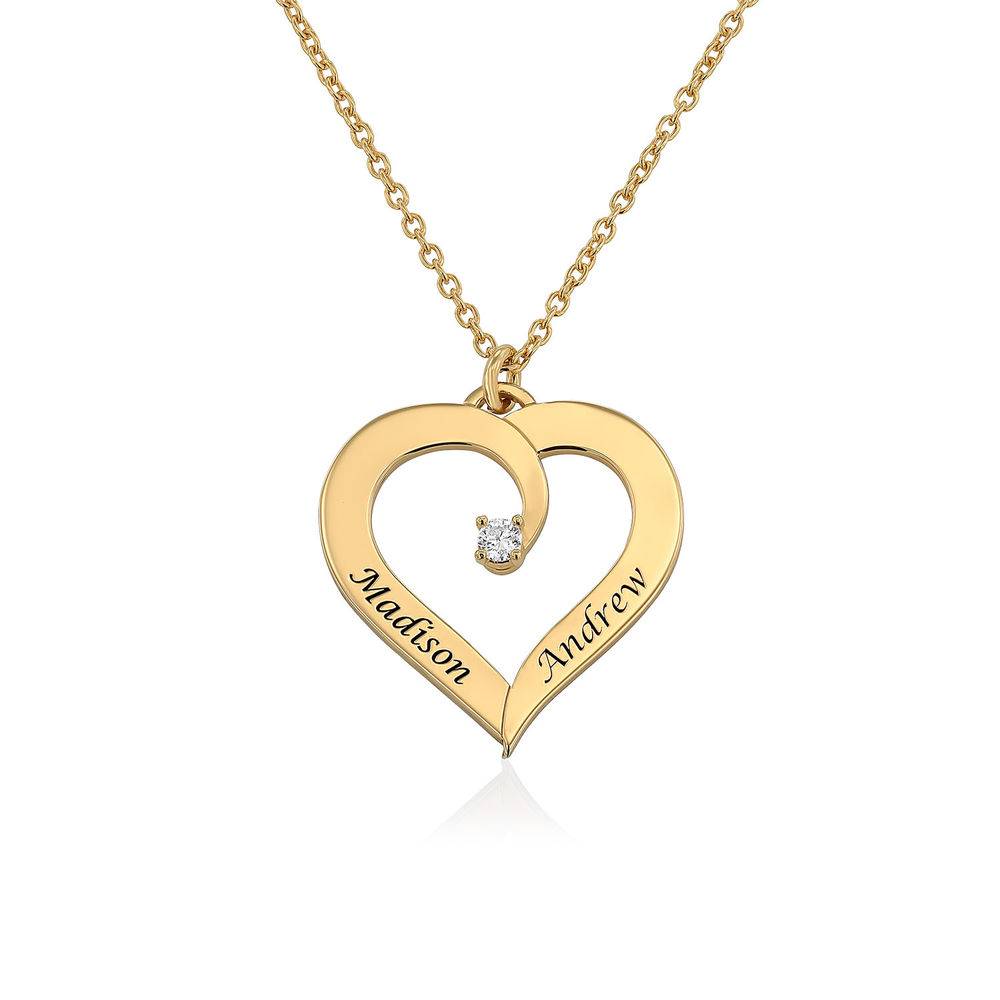 Fine Diamond Custom Heart Necklace in Gold Plating product photo