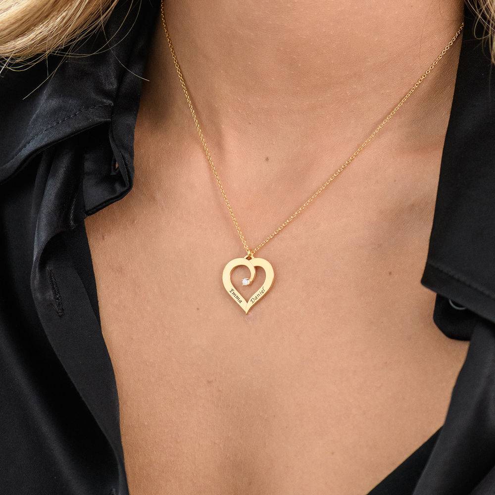 Fine Diamond Custom Heart Necklace in Gold Vermeil-3 product photo