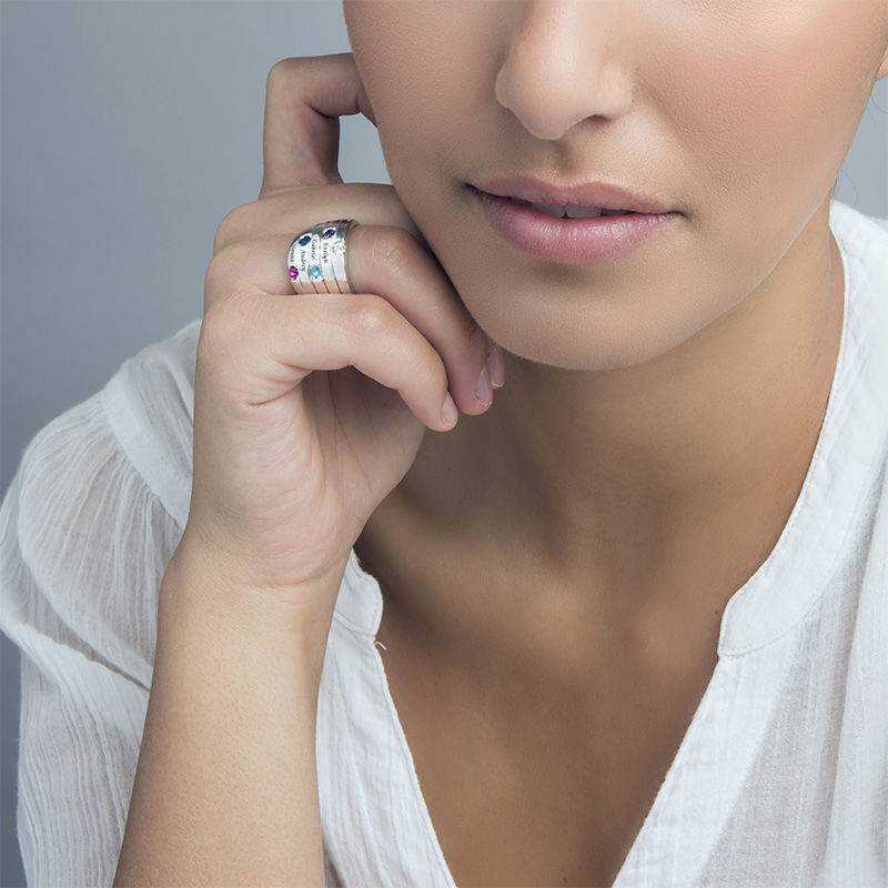Five Stone Mothers Ring in Silver - Large Size-2 product photo