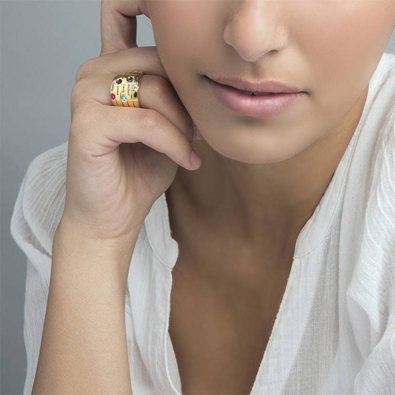 Five Stone Mothers Ring with Gold Plating - Large Size-2 product photo