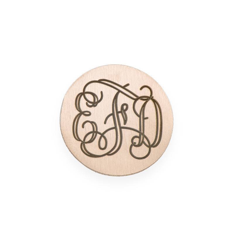 Floating Locket Plate - Rose Gold Plated Disc with Monogram-1 product photo