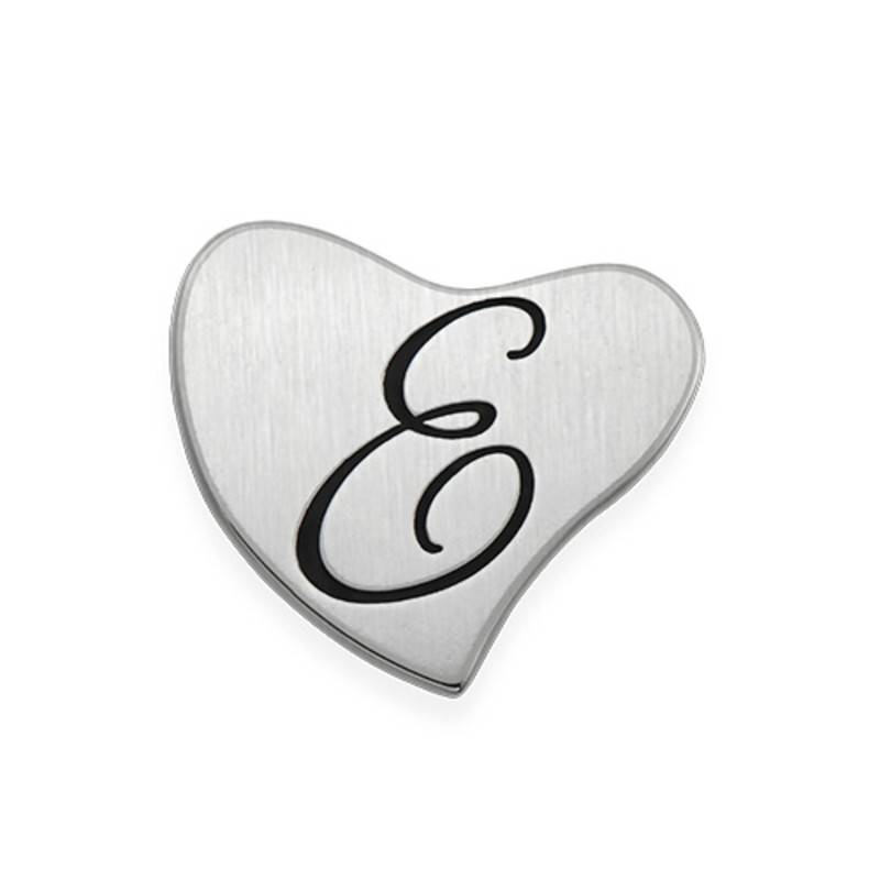 Floating Locket Plate - Silver Heart with Initial-1 product photo