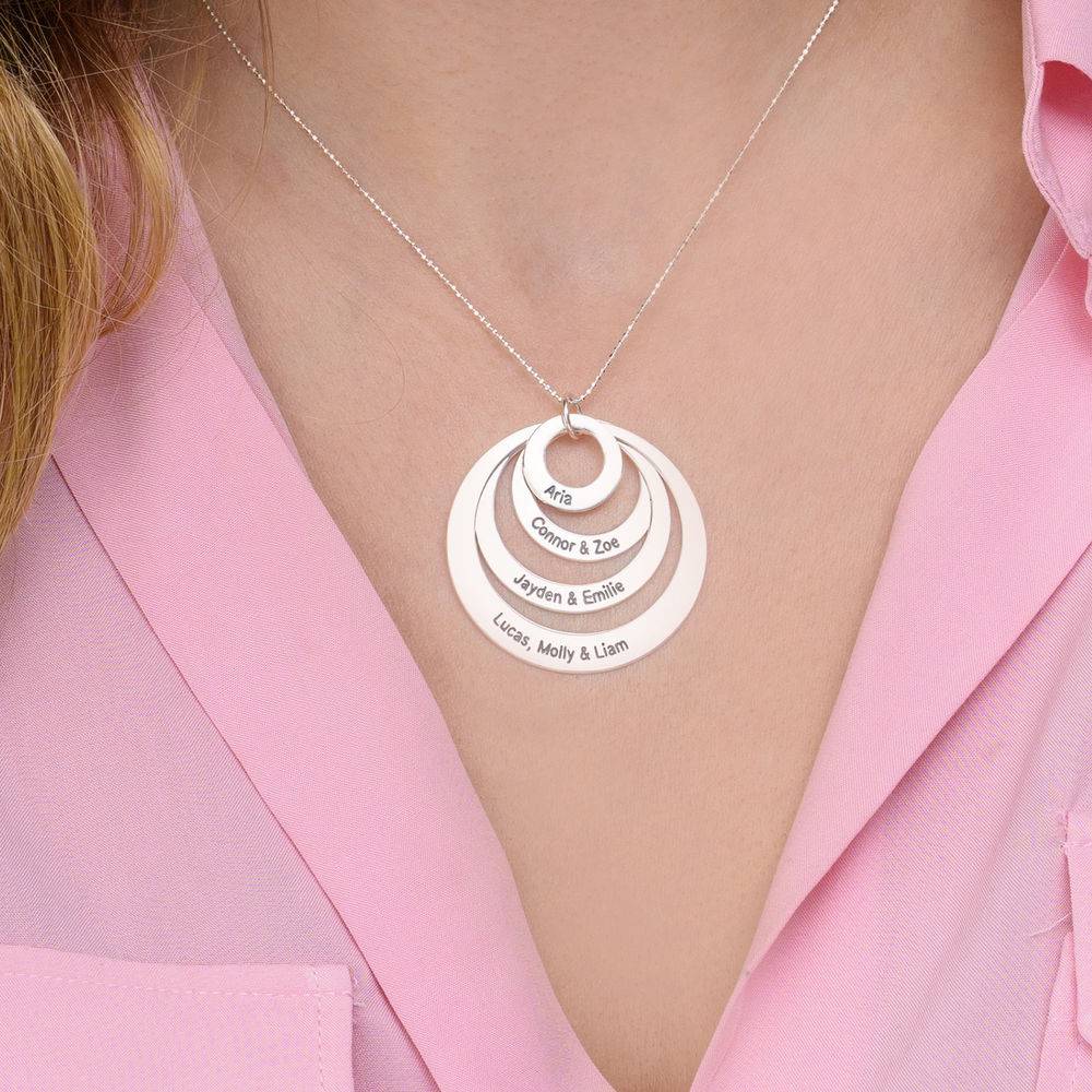 Four Open Circles Necklace with Engraving in 10K White Gold product photo