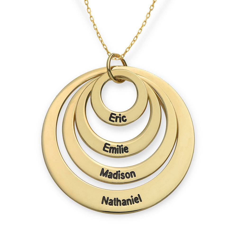 Four Open Circles Necklace with Engraving in 10K Yellow Gold-1 product photo