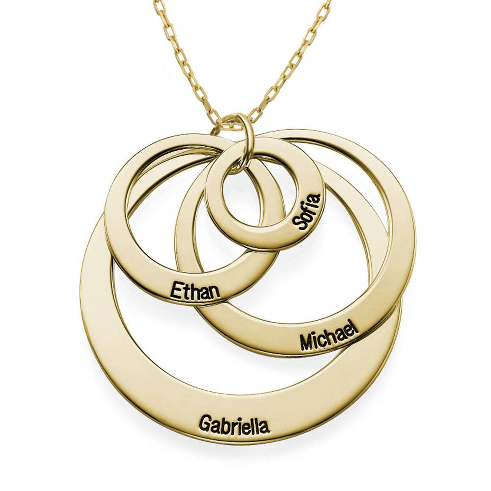 Four Open Circles Necklace with Engraving in 10K Yellow Gold-2 product photo