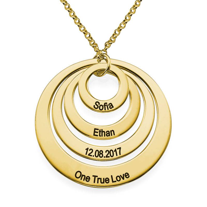 Four Open Circles Necklace with Engraving in Gold Plating-2 product photo