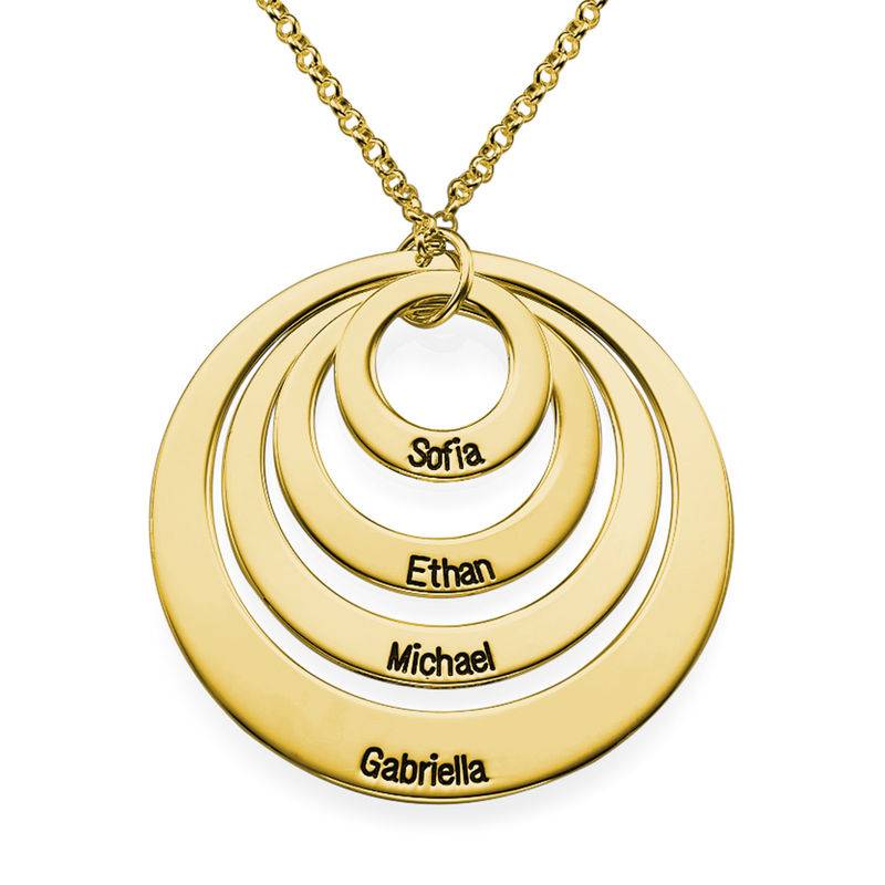 Four Open Circles Necklace with Engraving in Gold Plating-1 product photo