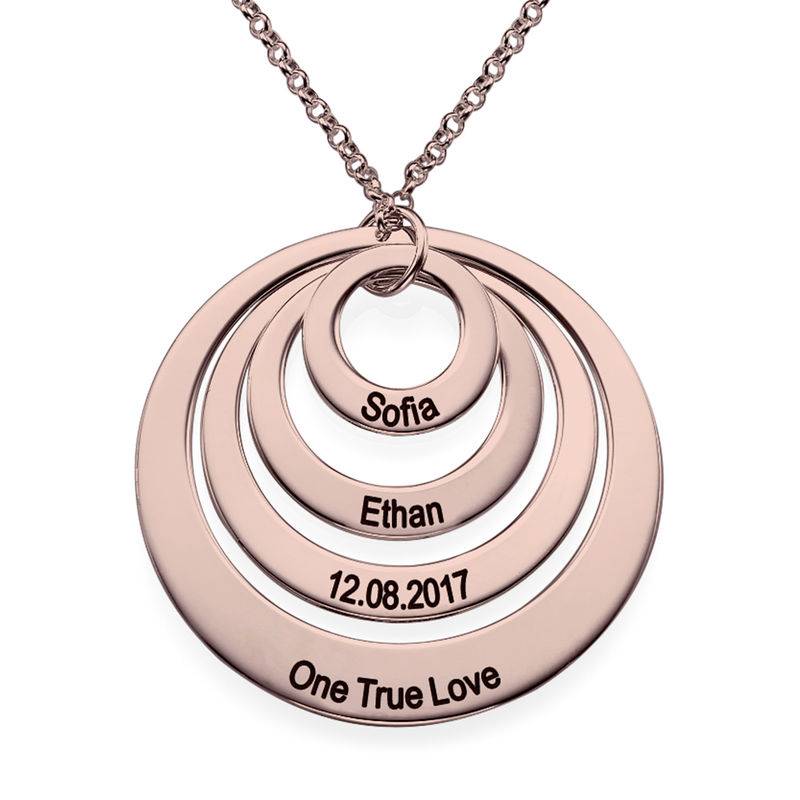 Four Open Circles Necklace with Engraving in Rose Gold Plating-2 product photo