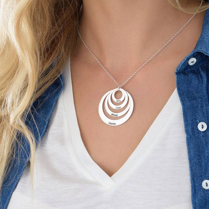 Four Open Circles Necklace with Engraving in Sterling Silver-5 product photo