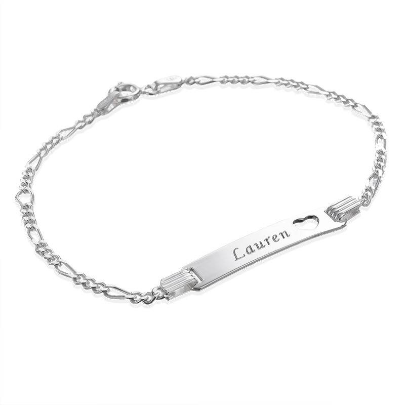 Girl’s Personalized Silver ID Bracelet with Heart-1 product photo