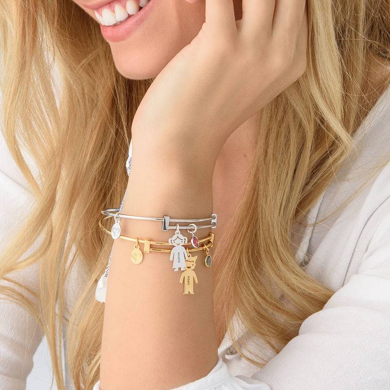 Gold Plated Bangle Bracelet with Kids Charms product photo