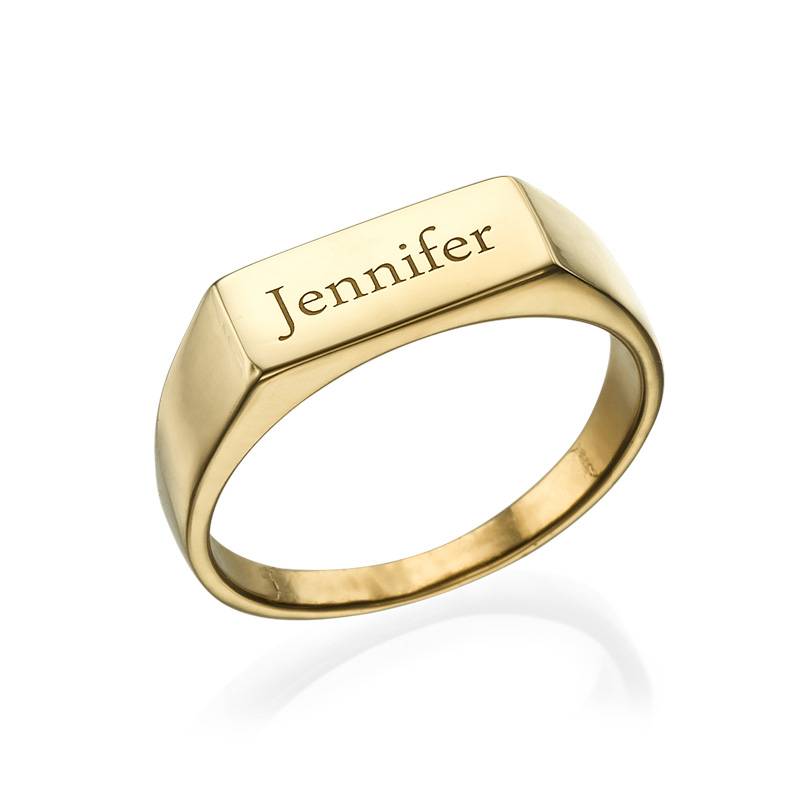 Gold Plated Engraved Signet Ring-2 product photo