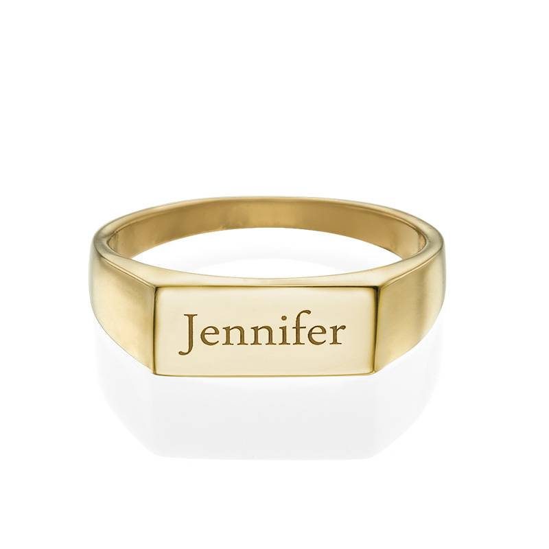 Gold Plated Engraved Signet Ring-3 product photo