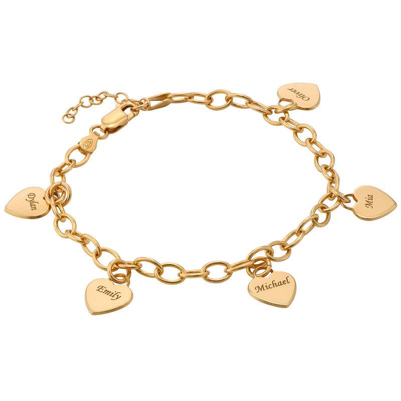 Mother’s Personalized Heart Charm Bracelet in Gold Plated-1 product photo