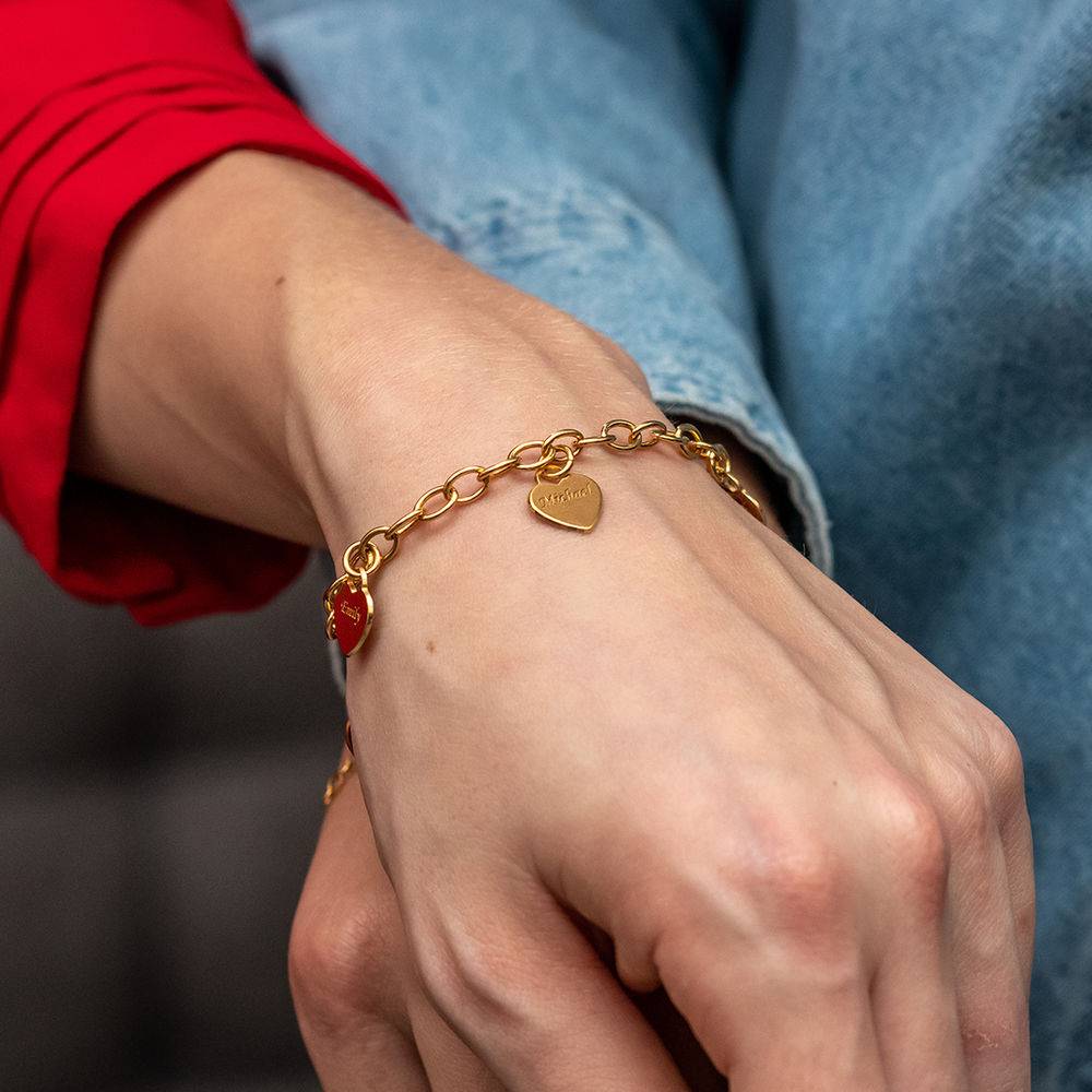 Mother’s Personalized Heart Charm Bracelet in Gold Plated product photo