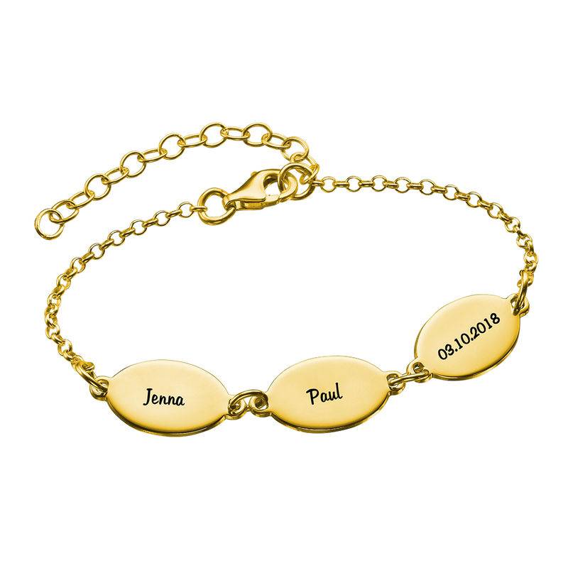 Gold Plated Adjustable Mom Bracelet with Kids Names - Oval Design product photo