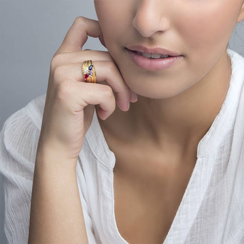 Gold Plated Mothers Ring with Birthstones-4 product photo