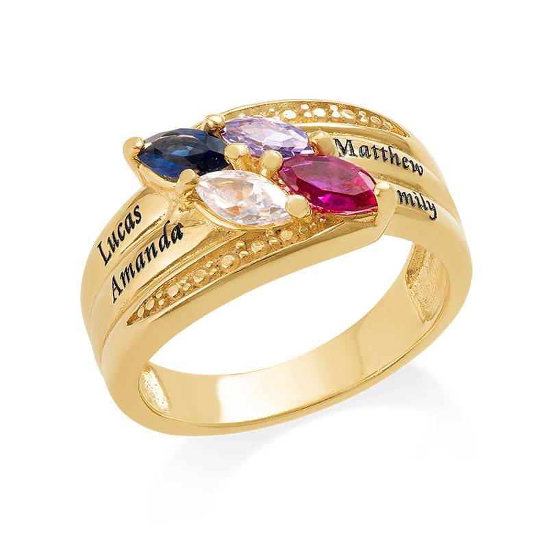 Gold Plated Mothers Ring with Birthstones-2 product photo