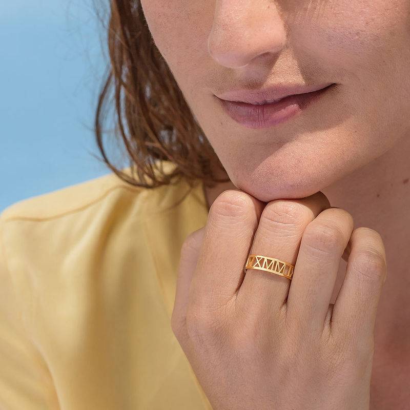 Roman Numeral Ring in 18KGold Plating-4 product photo
