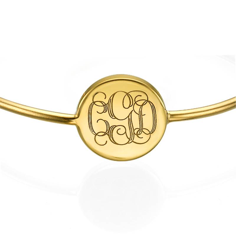 Gold Plated Round Monogram Bangle Bracelet product photo