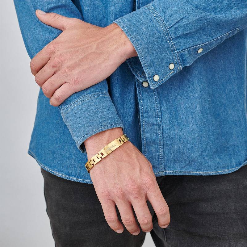 Gold Plated Stainless Steel Men's Bracelet with Engraving-2 product photo