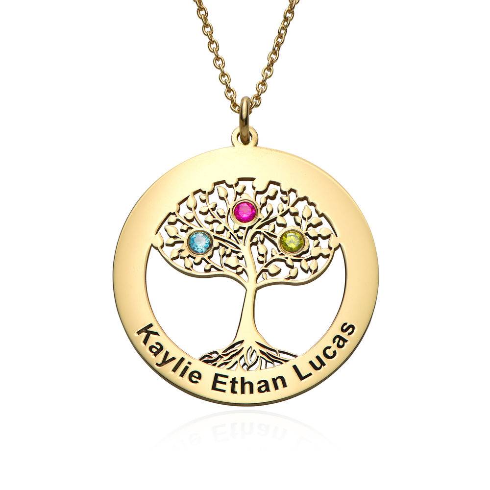 Gold Plated Tree of Life Necklace with Birthstones-1 product photo