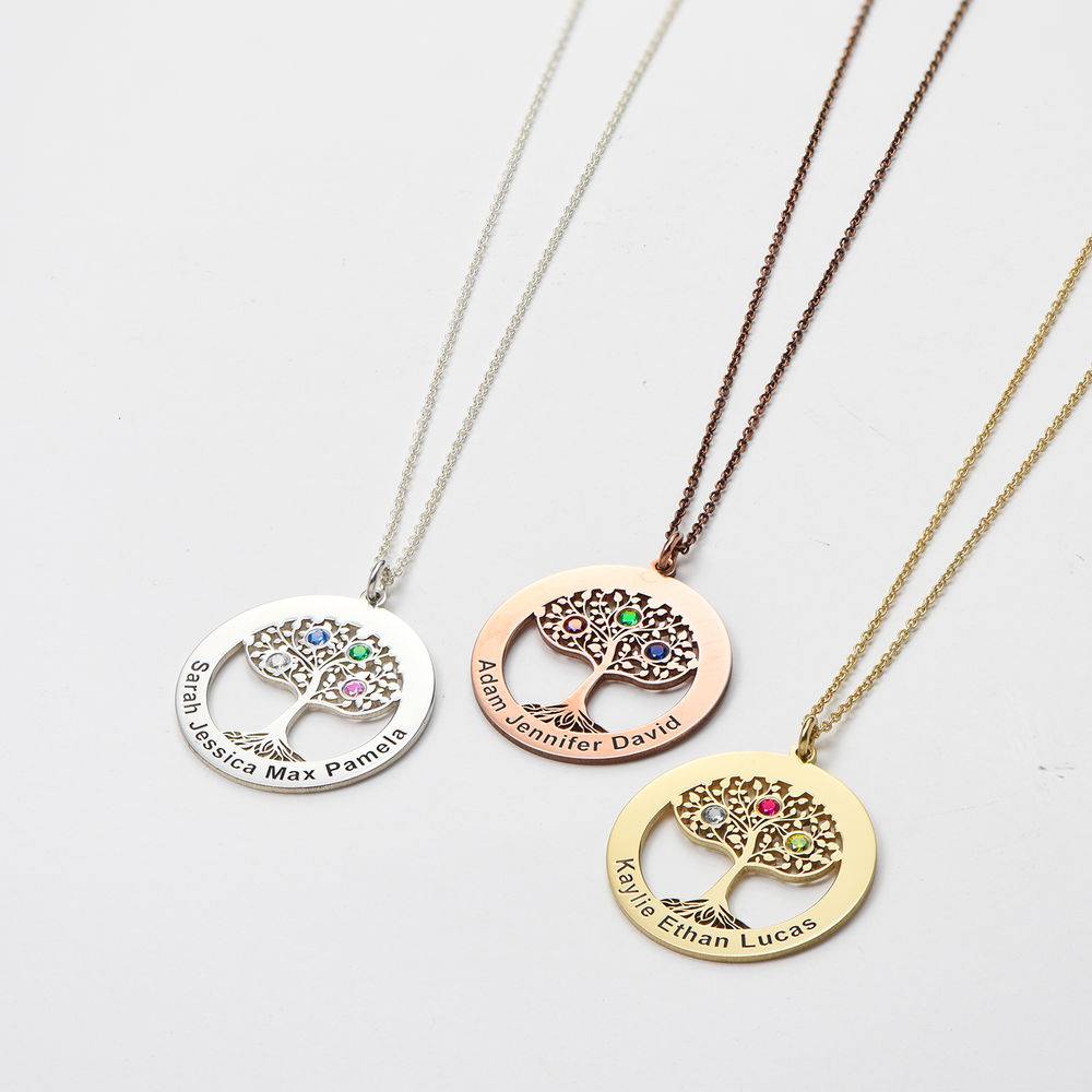 Gold Plated Tree of Life Necklace with Birthstones-4 product photo