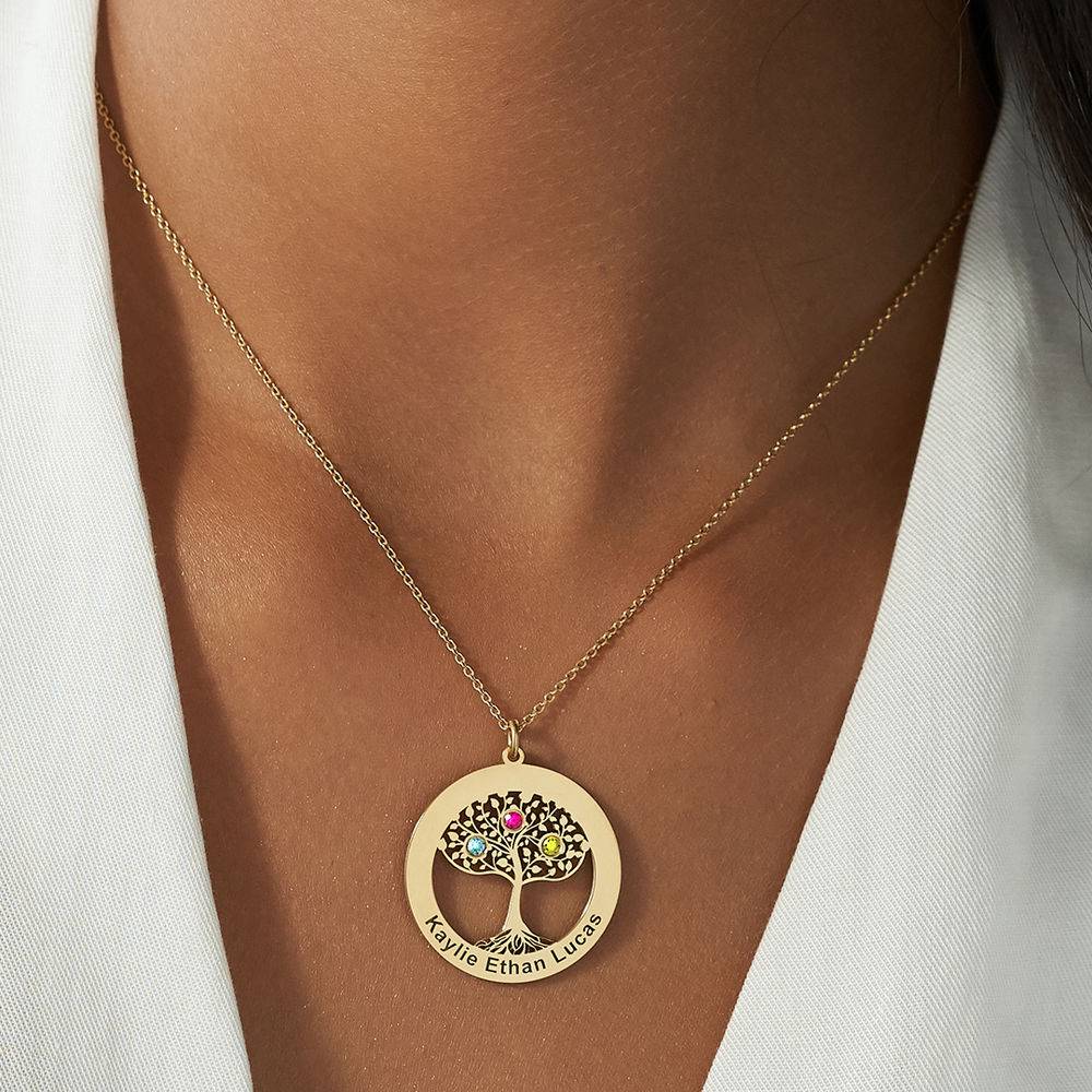 Gold Plated Tree of Life Necklace with Birthstones-4 product photo