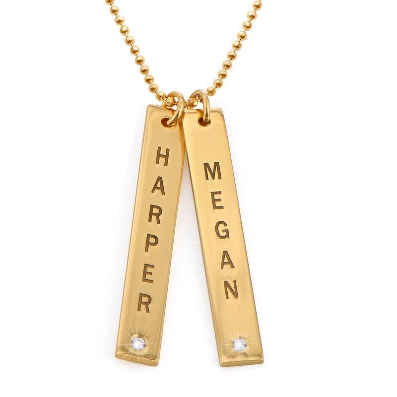 Gold Plated Vertical Bar Necklace with Diamond product photo